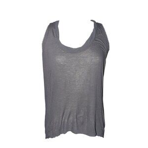 HELMUT LANG GREY SLUB KNIT SHEER TANK w/TWIST NECK SZ SMALL